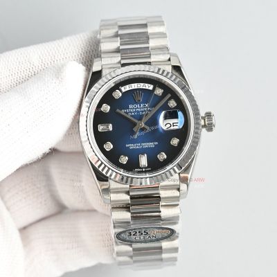 Clean Factory Rolex Day-Date 3255 Blue Face Watch 36mm